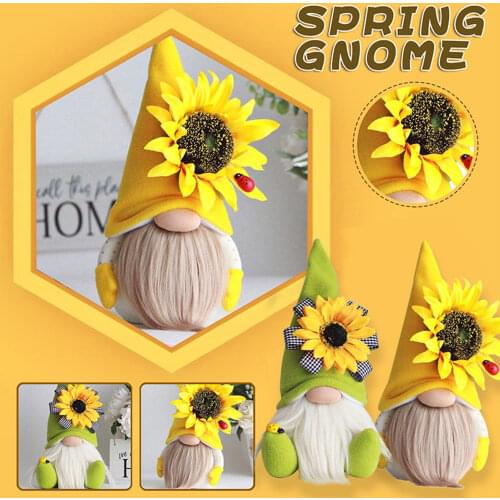 Sunflowers Gnome Elf Plush Doll Faceless Nisse Swedish Bee Dwarf Tomte Decorations Ornaments for Home Farmhouse Garden