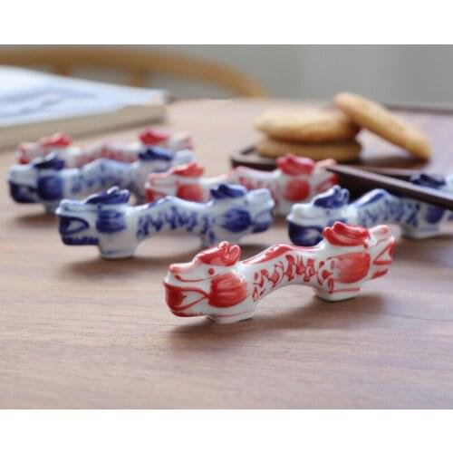 Tableware -Holder Chopsticks Japanese Style Ceramics Ssangyong Blue Red Chopstick Holder Pen Holder And Decorations On The Desk