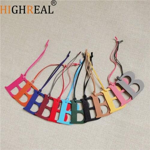 HIGHREAL Custom Made Luxury Genuine Leather Character Letter B Keychain Women Bag Charm Backpack Pendant