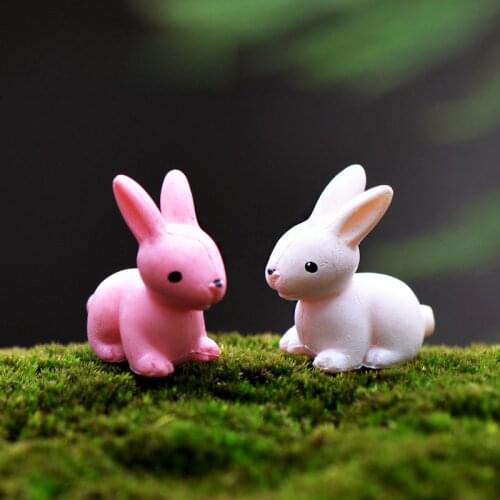 Pink Bunny Rabbit Animal Miniature Fairy Garden Home Houses Decoration Mini Craft Micro Landscaping Decor DIY Accessories