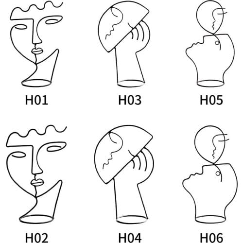 Modern Decorative Figure Metal Face Art Decorative Statue Abstract Decoration For Home Face Art Nordic Ornament