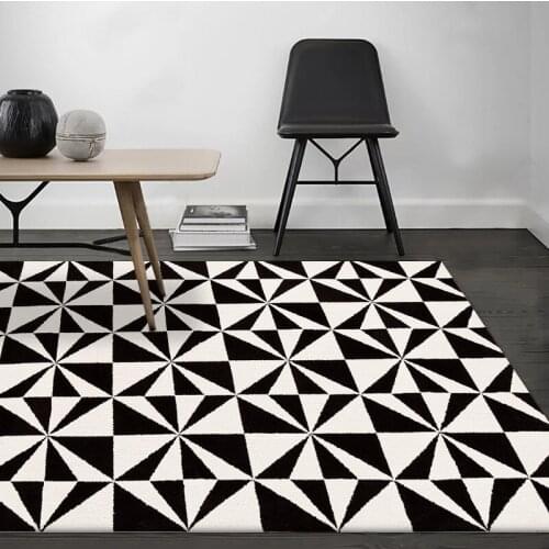 Modern Nordic Minimalist Black-and-white Triangle Irregularly Stitched Kitchen Living Room Bedroom Carpet Floor MatCustom Size