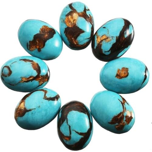 TUMBEELLUWA 1Lot (5Pc) Sky Blue Sea Sediment Jasper Oval Stone Cabochons Flatback Semi-precious CAB for Jewelry Making,18x25mm