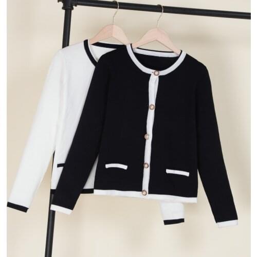 2021korean style fashion round neck cropped long sleeve crochet Ladies cardigans for Womens clothing Knitted top sweaters woman