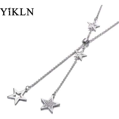 YiKLN Original Titanium Stainless Steel Clay CZ Crystal Star Choker Necklaces For Women Trendy Charm Pendant Necklace YN19199