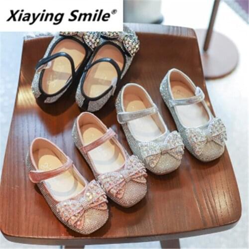 Xiaying 2019 Edition Butterfly-knotted Sweet Girl Shoes Autumn New Square-headed Princess Shoe Single Shoes with Shallow Drill