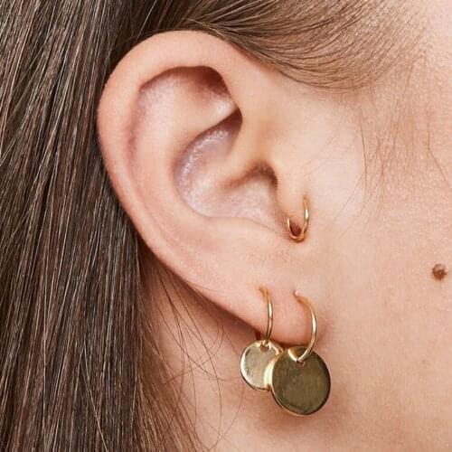 Womens Personality Simple Temperament Gold Ring Round Pendant Buckle Earrings Bohemia Retro Jewelry Accessories Lover Gifts