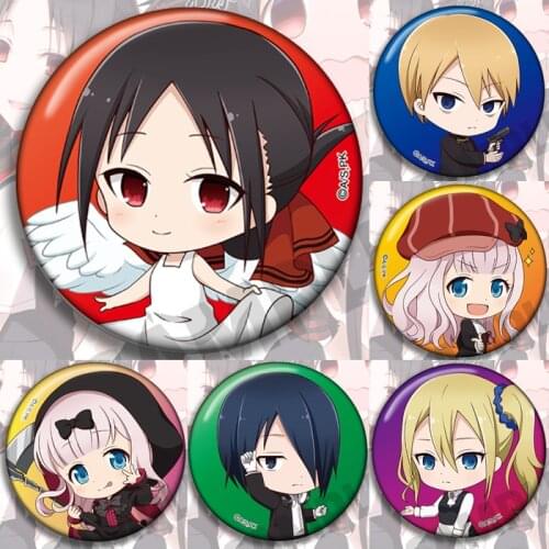 58MM Kaguya-sama: Love Is War Badges on a Backpack Anime Icons Pins Badge Decoration Brooches Metal Badges For Clothes DIY