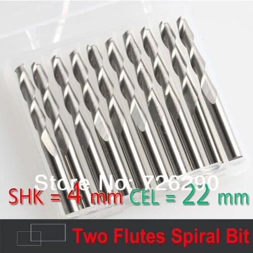 10pcs Shank 4mm x 22mm 2 Flutes End Mill cutter CNC Equipment Milling Cutter Spiral Cutters White Steel Cutter