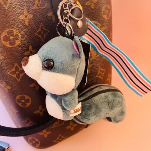 10cmPlush fox long tail keyring mobile phone accessory bag keychain car pendant soft fox doll small gifts boyfriends girlfriends