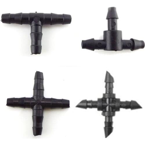 50 Pcs 1/4" water tee Connector splitter 4/7 mm hose garden watering irrigation tee barb Drip Irrigation Fittings accessories