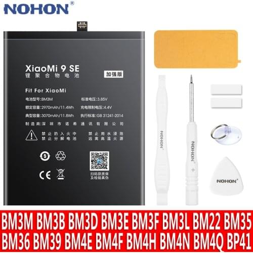 NOHON Battery For Xiaomi Mi 9 8 SE Pro 6 5 5S 4C Mi9 SE Mi8 Pro Mi6 Mi5 Mi5S Mi4C Phone Bateria 9SE 8SE 8Pro BM3M BM3D BM3E BM22