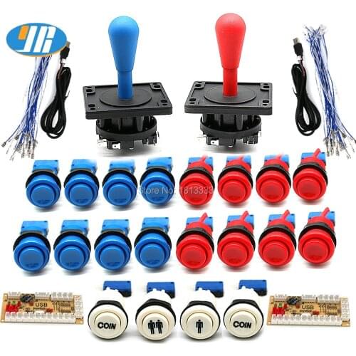 Arcade Joystick DIY Kit Zero Delay Arcade DIY Kit 2 Players Keyboard USB Encoder To PC Happ Style Joystick + Push Buttons