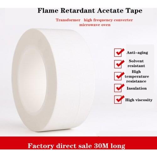 White Adhesive Insulation Acetate Cloth Tape for PC, Motor Wire Wrap fixed High Temperature Insulation Adhesive Retardant Tape