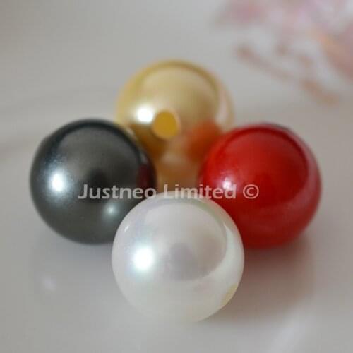 Shell Beads Round 16mm White Yellow Red Black Half Drilled 3mm Big Hole, MOP Oyster Loose beads Diy