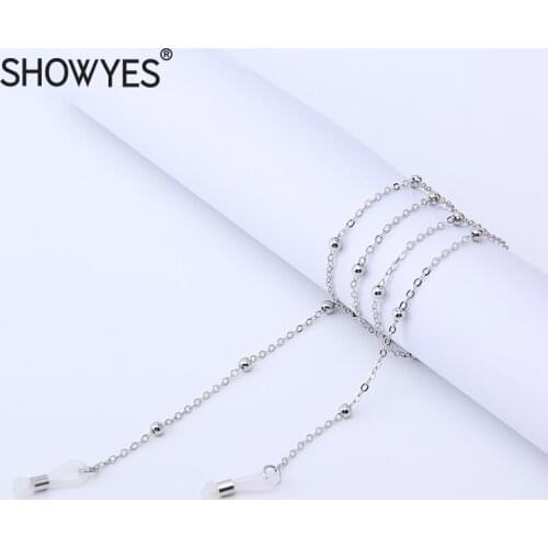 New Fashion Chic Womens Silver Sunglasses Chains Reading Beaded Glasses Chain Eyewear Cord Lanyard Necklace Eyeglasses Holder
