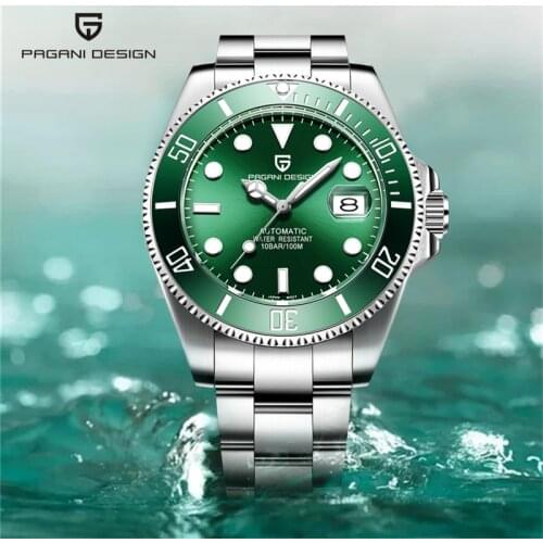 Mens Watches PAGANI DESIGN Top Brand Luxury Mechanical Watch Men NH35 Sport Business Submarine Wristwatch Green Dial PD-1639
