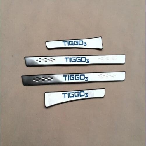 For Car Accessories Chery Tiggo 3 Door Sill Stainless Steel Protection Guard Door Sills Scuff Plate Cover Strip Styling Sticker