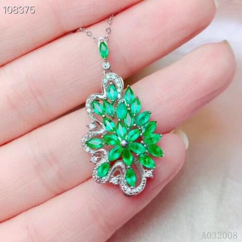 KJJEAXCMY fine jewelry 925 pure silver inlaid natural emerald girl new Pendant trendy Necklace vintage support test