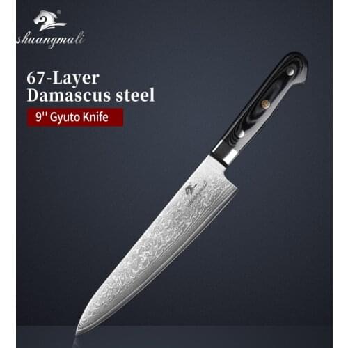 9 Inch Kitchen Cleaver Knife 67 Layer Damascus Steel Utility Chef Cleaver Knives Sharp Slicing Filleting Gyuto Cleaver Knife