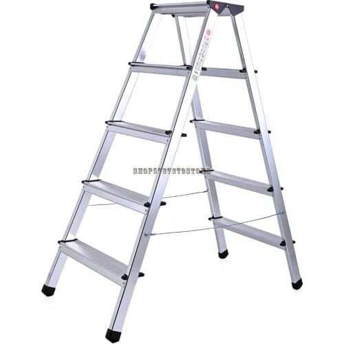 Ladder Household Aluminum Alloy Folding Ladder Double Side Miter Ladder Engineering Ladder Thickened 567 Step Telescopic
