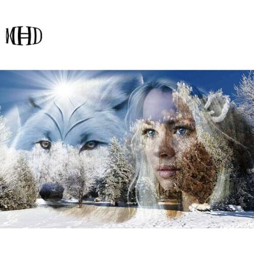 MHD Wolf Woman 5D DIY Diamond Painting Animal Icon Full & Round & Square Diamond Cross Stitch Mosaic Wolf Woman