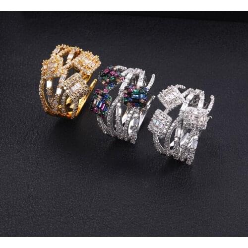 Accking Fashion Resizable Engagement Ring Cubic Zircon For Women Jewelry Luxury Stackable Chic Rings