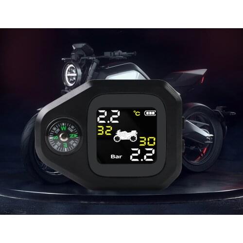 Motorcycle Tire Pressure Monitor Electric Motorcycle Wireless High-precision Motorbike Tire Pressure Detector with Compass TPMS