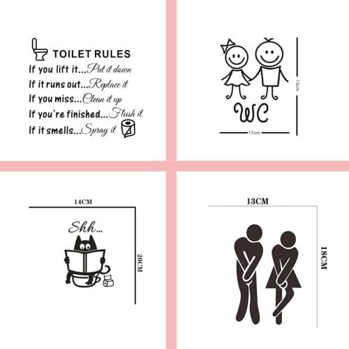 25x29CM English Toilet Sticker Home and Public Places Transparent Removable Decoration DIY Funny Art Home Bathroom Sticker Rules