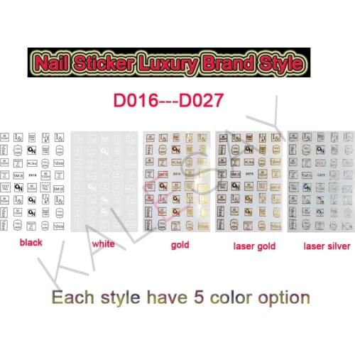 Nail Stickers White Black Brand Nail Art Sticker for Manicure Adhesive Decals Laser Silver Gold Nail Art Decals for Design
