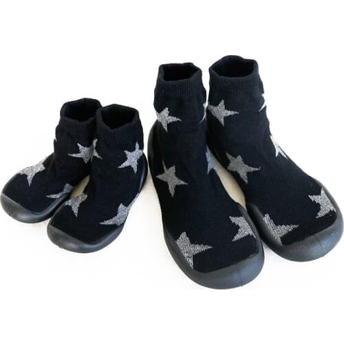 Parent-child Floor Socks with Rubber Soles Indoor Outdoor Kids Shoes Slippers Anti Slip Knitted Slippers Socks Sokken