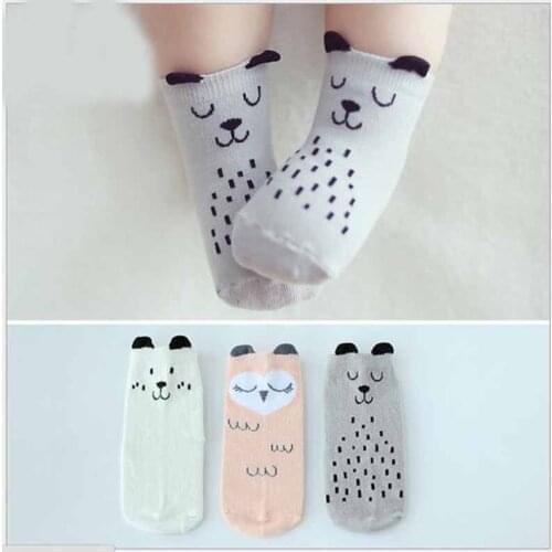 Toddler Baby Boys Girls Cartoon Dog/Bear/Cat Socks Soft Anti slip Cut Floor Sock For newborns infantile socks