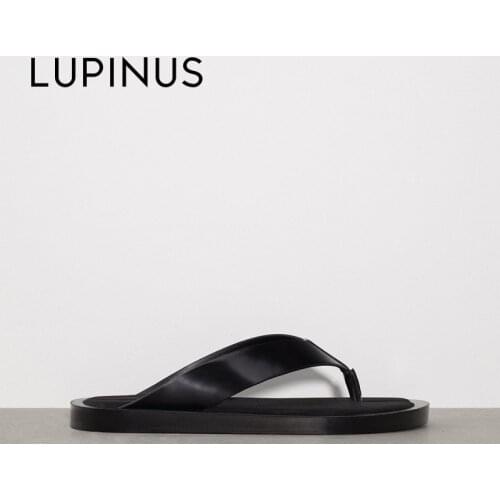 LUPINUS 2021 New Black Round Toe Women Beach Sandals Fashion Thong Toe Flat Casual Women Shoe Summer Concise Women Holiday Shoe