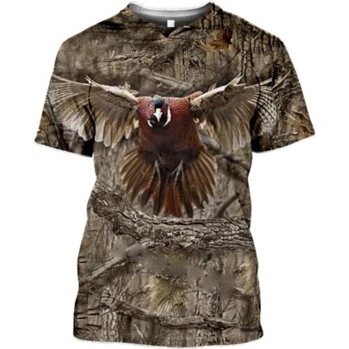 2021 summer new mens T-shirt hunting animal moose/rabbit 3D printing short-sleeved street casual clothing