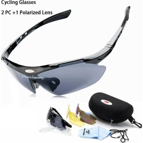 2 PC Lenses+1 Polarized Lens Cycling Glasses Riding Driving Mountaineering Sports Sunglasses PC Frame Anti-UV Bicycle Eyewear