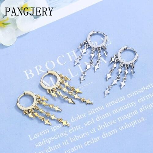PANGJERY Prevent Allergy 925 Sterling Silver Long Tassel Drop Earrings for Women Elegant Meteor Sequins Engagement Jewelry Gifts