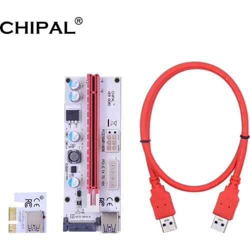 CHIPA 30CM/60CM/1M VER008S 4Pin SATA 6PIN PCI Express PCIE PCI-E Riser Card 1X to 16X Adapter USB3.0 Extender for Video Card