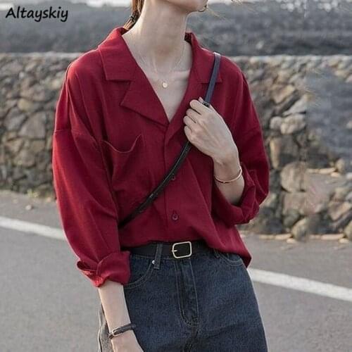 Shirts Women Office Work Wear Y2k Pockets Casual Solid Thin Tops Retro Design Elegant Fashion Soft 90s Vintage All-match Daily