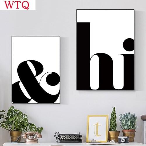 Nordic Hi Poster Quotes Wall Art Canvas Painting Minimalist Posters And Prints Abstract Painting Print Wall Pictures Home Decor