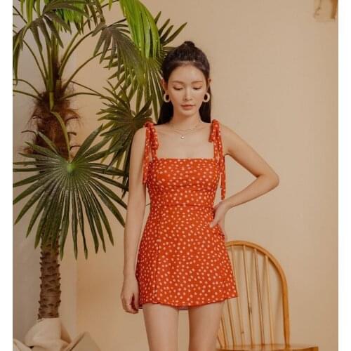 French retro daisy one-piece swimsuit women Japanese and Korean new style Platycodon grandiflora floral swimsuit bikini