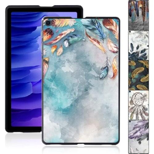 Feather Pattern Slim Hard Shell for Samsung Galaxy Tab A7 10.4" T500 T505 Tablet Durable Protective Shell Case + Free Stylus