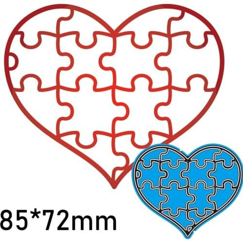 Cutting Dies Puzzle Heart Stencil Craft for Scrapbook Stamps Dies Embossing Paper Gift Card 85*72mm