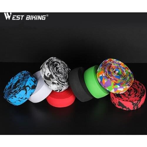 WEST BIKING Bike Handlebar Tape Durable Cycling Race Bicycle Handlebar Grips Tapes Damping Soft Handle Belt With Bar End Plugs