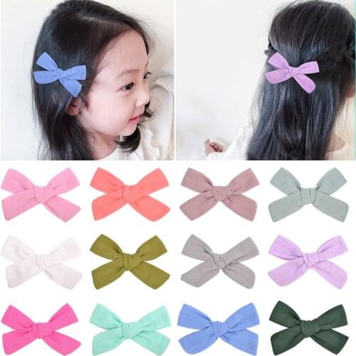 2PCS/lot Solid Hair Bows Boutique Hair Clips For Kids Girls Cute Hairgrips Grosgrain Ribbon Barrettes Fashion Hair Accessories