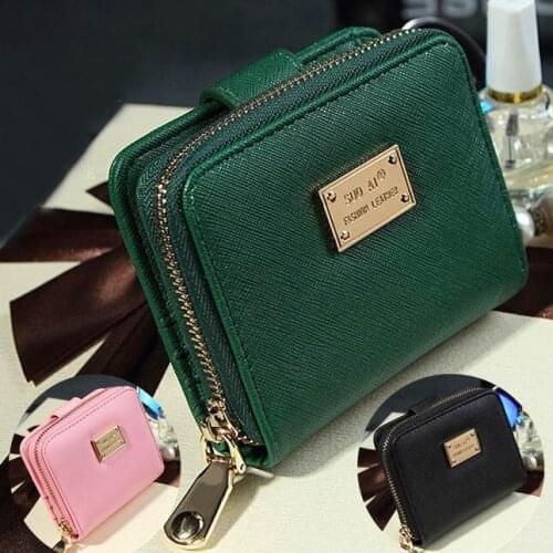 Women PU Leather Short Wallet Cards Holder Small Zipper Bag Purse -OPK