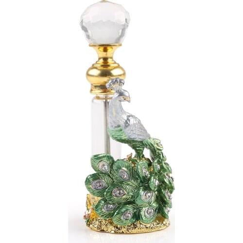 10ml Antique Green & Gold Peacock Vintage Refillable Empty Perfume Bottle Gifts
