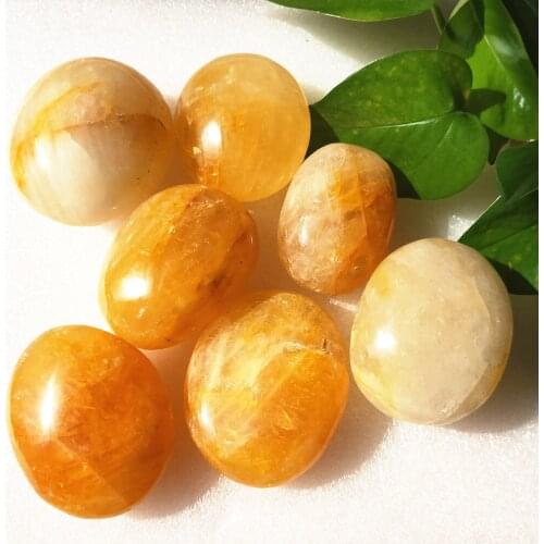 110-200g Natural golden Quartz Crystal palm stone Yellow Tumbled Gems Anxiety Stress Relieve Shaped Healing