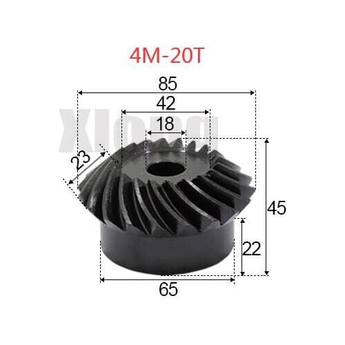 2pcs 4M-20Teeths Inner Hole: 18mm Precision Spiral Bevel Gear Spiral Bevel Gear