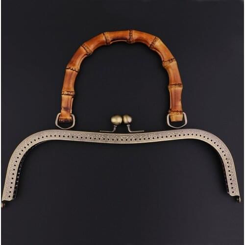2pcs Bamboo Handle Metal Frame Kiss Clasp Locks For DIY Handbag Purse Bronze