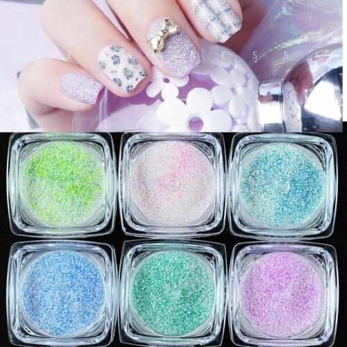 6Pcs (in one set) Diamond Dust Glitter Nail Art The Sugar for face, body and nail Iridescent White +Colorful Glitter Powder